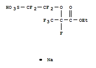 Molecular Structure of 124721-11-5 (Propanoic acid,2,3,3,3-tetrafluoro-2-(1,1,2,2-tetrafluoro-2-sulfoethoxy)-, 1-ethyl ester,sodium salt (1:1))