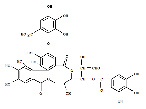 Molecular Structure of 124890-16-0 (D-Glucose, cyclic 4®2:6®2'-[(1S)-4-(6-carboxy-2,3,4-trihydroxyphenoxy)-4',5,5',6,6'-pentahydroxy[1,1'-biphenyl]-2,2'-dicarboxylate]3-(3,4,5-trihydroxybenzoate) (9CI))