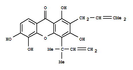 Molecular Structure of 125140-07-0 (9H-Xanthen-9-one,4-(1,1-dimethyl-2-propen-1-yl)-1,3,5,6-tetrahydroxy-2-(3-methyl-2-buten-1-yl)-)