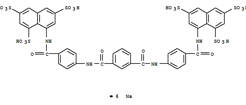 Molecular Structure of 125249-38-9 (1,3,6-Naphthalenetrisulfonicacid, 8,8'-[1,3-phenylenebis(carbonylimino-4,1-phenylenecarbonylimino)]bis-,hexasodium salt (9CI))
