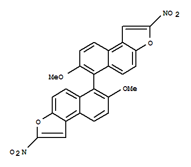 Molecular Structure of 125372-37-4 (6,6'-Binaphtho[2,1-b]furan,7,7'-dimethoxy-2,2'-dinitro-)
