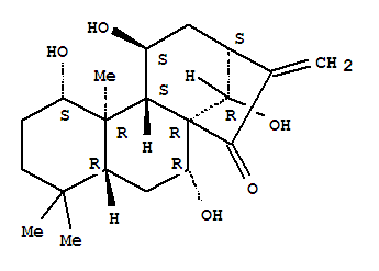 Molecular Structure of 125456-64-6 (Kaur-16-en-15-one,1,7,11,14-tetrahydroxy-, (1a,7a,11b,14R)-)