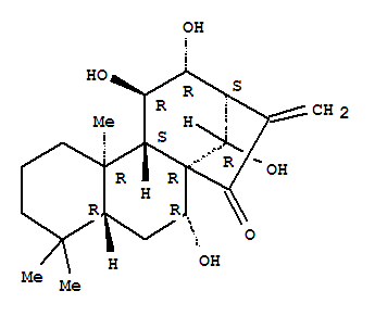 Molecular Structure of 125456-65-7 (Kaur-16-en-15-one,7,11,12,14-tetrahydroxy-, (7a,11b,12a,14R)-)