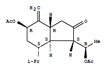 Molecular Structure of 125988-76-3 (2H-Inden-2-one,5-(acetyloxy)-1-[(1R)-1-(acetyloxy)ethyl]octahydro-4-methylene-7-(1-methylethyl)-,(1S,3aR,5R,7S,7aS)-)