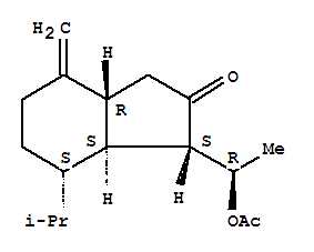 Molecular Structure of 125988-77-4 (2H-Inden-2-one,1-[(1R)-1-(acetyloxy)ethyl]octahydro-4-methylene-7-(1-methylethyl)-,(1S,3aR,7S,7aS)-)
