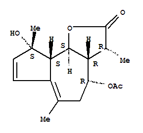 Molecular Structure of 126005-63-8 (Azuleno[4,5-b]furan-2(3H)-one,4-(acetyloxy)-3a,4,5,9,9a,9b-hexahydro-9-hydroxy-3,6,9-trimethyl-,(3R,3aR,4R,9S,9aS,9bS)-)