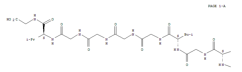 126166-53-8,Sperm-activatingpeptide f (Tripneustes gratilla egg jelly coat) (9CI),Sperm-activatingpeptide H 1 (Hemicentrotus pulcherrimus egg jelly coat), 3-glycine-5-glycine-;Glycine,N-[N-[N-[N-[N-[N-[N-[N-(N-glycyl-L-phenylalanyl)glycyl]-L-leucyl]glycyl]glycyl]glycyl]glycyl]-L-valyl]-
