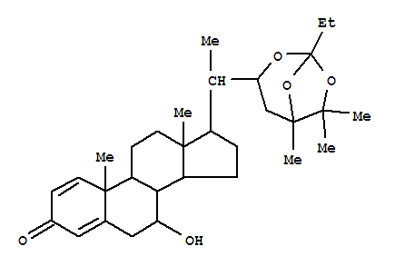 Molecular Structure of 126240-13-9 (Ergosta-1,4-dien-3-one,7-hydroxy-22,24,25-[(1S)-propylidynetris(oxy)]-, (7a,22R)- (9CI))