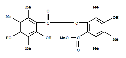 Molecular Structure of 126381-96-2 (Benzoic acid,2,4-dihydroxy-3,5,6-trimethyl-,3-hydroxy-6-(methoxycarbonyl)-2,4,5-trimethylphenyl ester)