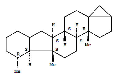 Molecular Structure of 127036-97-9 (Cycloprop[1,7a]indeno[5,4-a]fluorene,eicosahydro-3a,5a,6-trimethyl-, (3aR,3bS,5aS,5bS,6R,10aS,10bS)-)