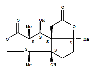 128260-69-5,8H-Furo[3',4':4,5]pentaleno[1,6a-b]furan-2,8(1H)-dione,octahydro-5a,9-dihydroxy-3a,5b,8a-trimethyl-, (3aS,5aS,5bS,8aS,9S,9aS)-,8H-Pentaleno[4,3a-b:1,2-c']difuran-2,8(1H)-dione,octahydro-5a,9-dihydroxy-3a,5b,8a-trimethyl-, (3aS,5aS,5bS,8aS,9S,9aS)- (9CI);8H-Pentaleno[4,3a-b:1,2-c']difuran-2,8(1H)-dione,octahydro-5a,9-dihydroxy-3a,5b,8a-trimethyl-, [3aS-(3aa,5ab,5bb,8ab,9b,9aR*)]-; Anislactone A