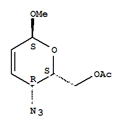 Molecular Structure of 128318-82-1 (a-D-threo-Hex-2-enopyranoside,methyl 4-azido-2,3,4-trideoxy-, 6-acetate)