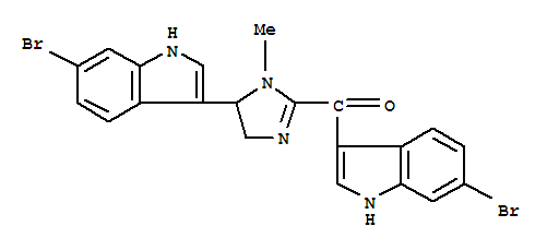 Molecular Structure of 128364-30-7 (Methanone,(6-bromo-1H-indol-3-yl)[5-(6-bromo-1H-indol-3-yl)-4,5-dihydro-1-methyl-1H-imidazol-2-yl]-(9CI))
