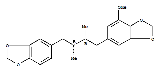 Molecular Structure of 128364-33-0 (1,3-Benzodioxole,6-[(2R,3R)-4-(1,3-benzodioxol-5-yl)-2,3-dimethylbutyl]-4-methoxy-)