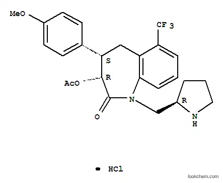 Molecular Structure of 128574-17-4 (3-(acetyloxy)-1,3,4,5-tetrahydro-4-(4-methoxyphenyl)-1-(2-pyrrolidinylmethyl)-6-(trifluoromethyl)-2H-benzazepin-2-one)