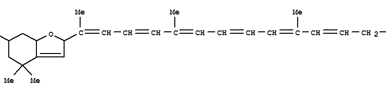 Molecular Structure of 128741-51-5 (6-Benzofuranol,2,4,5,6,7,7a-hexahydro-2-[(1E,5E,7E,9E,11E,13E)-13-hydroxy-1,5,10-trimethyl-1,3,5,7,9,11-tridecahexaenyl]-4,4-dimethyl-,(6S,7aR)- (9CI))