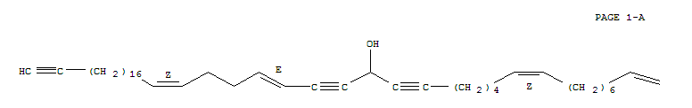 Molecular Structure of 128855-11-8 (4,12,23,27-Hexatetracontatetraene-1,18,21,45-tetrayn-3-one,20-hydroxy-, (4E,12Z,23E,27Z)-)