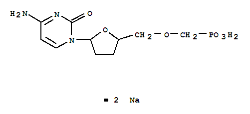 Molecular Structure of 129151-68-4 (Cytidine,2',3'-dideoxy-5'-O-(phosphonomethyl)-, disodium salt (9CI))