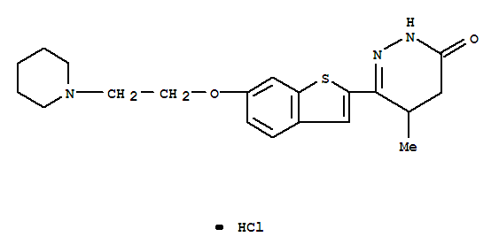 129426-01-3,3(2H)-Pyridazinone,4,5-dihydro-5-methyl-6-[6-[2-(1-piperidinyl)ethoxy]benzo[b]thien-2-yl]-,hydrochloride (1:1),3(2H)-Pyridazinone,4,5-dihydro-5-methyl-6-[6-[2-(1-piperidinyl)ethoxy]benzo[b]thien-2-yl]-,monohydrochloride (9CI);Org 20494;
