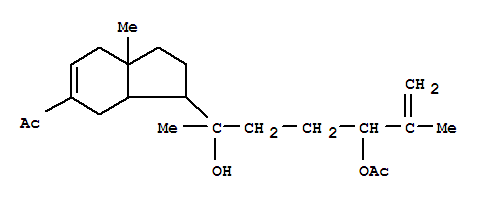 Molecular Structure of 130289-38-2 (Ethanone,1-[3-[4-(acetyloxy)-1-hydroxy-1,5-dimethyl-5-hexenyl]-2,3,3a,4,7,7a-hexahydro-7a-methyl-1H-inden-5-yl]-(9CI))