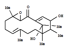 Molecular Structure of 130566-37-9 (4-Oxatricyclo[10.3.1.03,5]hexadeca-8,15-dien-2-one,14,16-dihydroxy-5,9,12,13,16-pentamethyl-, (3S,5R,8E,12S,13S,14S,16R)-)