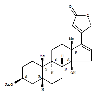 Molecular Structure of 13075-65-5 (Carda-16,20(22)-dienolide,3-(acetyloxy)-14-hydroxy-, (3b,5b)- (9CI))