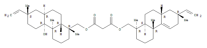 Molecular Structure of 131189-70-3 (Propanedioic acid,[(1R,4aR,7R,8aR,10aS)-7-ethenyl-1,2,3,4,4a,6,7,8,8a,9,10,10a-dodecahydro-1,4a,7-trimethyl-1-phenanthrenyl]methyl[(1R,4aR,4bR,7S,8aR,10aR)-7-ethenyltetradecahydro-4b-hydroxy-1,4a,7-trimethyl-1-phenanthrenyl]methylester (9CI))
