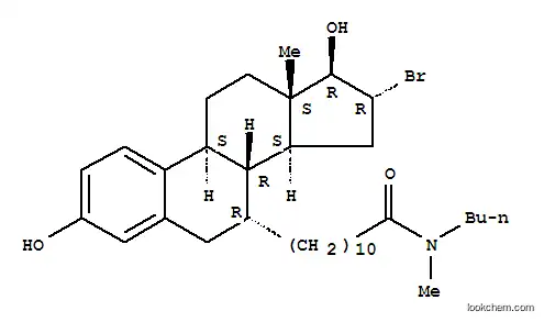 Molecular Structure of 131811-52-4 (Estra-1,3,5(10)-triene-7-undecanamide,16-bromo-N-butyl-3,17-dihydroxy-N-methyl-, (7a,16a,17b)- (9CI))