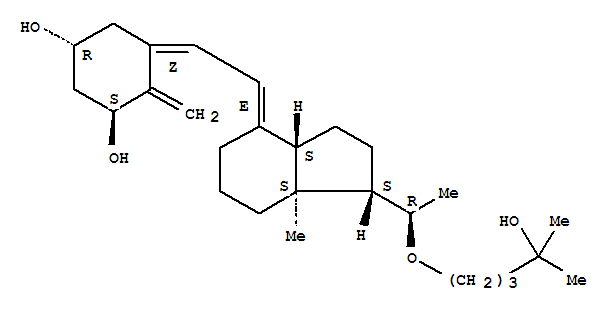 Molecular Structure of 131875-07-5 (1,3-Cyclohexanediol,4-methylene-5-[(2E)-[(1S,3aS,7aS)-octahydro-1-[(1R)-1-[(4-hydroxy-4-methylpentyl)oxy]ethyl]-7a-methyl-4H-inden-4-ylidene]ethylidene]-,(1R,3S,5Z)- (9CI))