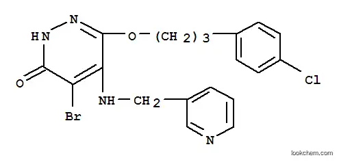 Molecular Structure of 139145-27-0 (4-Bromo-6-[3-(4-chlorophenyl)propoxy]-5-(pyridin-3-ylmethylamino)pyridazin-3(2H)-one hydrochloride (free base))