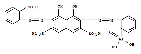 Molecular Structure of 14044-85-0 (2,7-Naphthalenedisulfonicacid,3-[2-(2-arsonophenyl)diazenyl]-4,5-dihydroxy-6-[2-(2-sulfophenyl)diazenyl]-)