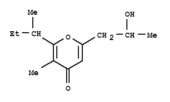 Molecular Structure of 140671-27-8 (4H-Pyran-4-one,6-(2-hydroxypropyl)-3-methyl-2-(1-methylpropyl)- (9CI))