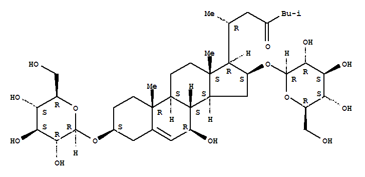 Molecular Structure of 141360-83-0 (Cholest-5-en-23-one,3,16-bis(b-D-glucopyranosyloxy)-7-hydroxy-,(3b,7b,16b)- (9CI))