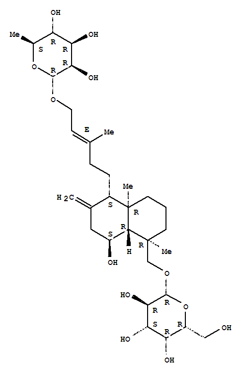 Molecular Structure of 141586-20-1 (b-D-Galactopyranoside,[(1R,4aR,5S,8S,8aR)-5-[(3E)-5-[(6-deoxy-a-L-mannopyranosyl)oxy]-3-methyl-3-penten-1-yl]decahydro-8-hydroxy-1,4a-dimethyl-6-methylene-1-naphthalenyl]methyl)