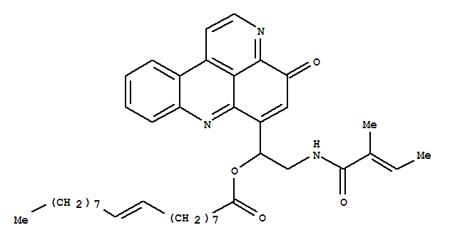 Molecular Structure of 141657-37-6 (9-Octadecenoic acid,2-[(2-methyl-1-oxo-2-buten-1-yl)amino]-1-(4-oxo-4H-pyrido[2,3,4-kl]acridin-6-yl)ethylester, (-)-)