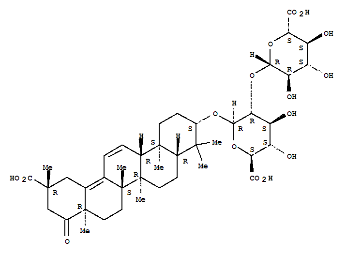 Molecular Structure of 142545-76-4 (b-D-Glucopyranosiduronic acid, (3b,20b)-20-carboxy-22-oxo-30-noroleana-11,13(18)-dien-3-yl2-O-b-D-glucopyranuronosyl- (9CI))