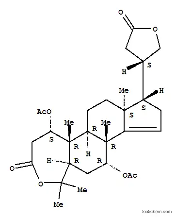 Molecular Structure of 142546-00-7 (3H-Cyclopenta[5,6]naphth[2,1-c]oxepin-3-one,5,11-bis(acetyloxy)-1,4,5,5a,5b,6,7,7a,8,9,10b,11,12,12a-tetradecahydro-1,1,5a,7a,10b-pentamethyl-8-[(3S)-tetrahydro-5-oxo-3-furanyl]-,(5S,5aR,5bR,7aS,8S,10bR,11R,12aR)-)