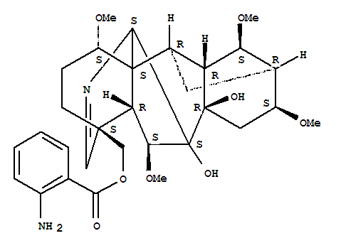 Molecular Structure of 142748-52-5 (Aconitane-7,8-diol,4-[[(2-aminobenzoyl)oxy]methyl]-19,20-didehydro-1,6,14,16-tetramethoxy-, (1a,6b,14a,16b)- (9CI))