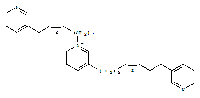 Molecular Structure of 142808-48-8 (Pyridinium,3-[(7Z)-10-(3-pyridinyl)-7-decen-1-yl]-1-[(8Z)-10-(3-pyridinyl)-8-decen-1-yl]-)