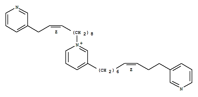 Molecular Structure of 142808-49-9 (Pyridinium,3-[(7Z)-10-(3-pyridinyl)-7-decen-1-yl]-1-[(9Z)-11-(3-pyridinyl)-9-undecen-1-yl]-)
