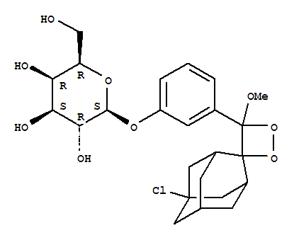 Molecular Structure of 142849-71-6 (b-D-Galactopyranoside,3-(5'-chloro-4-methoxyspiro[1,2-dioxetane-3,2'-tricyclo[3.3.1.13,7]decan]-4-yl)phenyl)