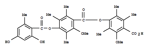 Molecular Structure of 143716-45-4 (Benzoic acid,4-[(2,4-dihydroxy-6-methylbenzoyl)oxy]-2-methoxy-3,5,6-trimethyl-,4-carboxy-3-methoxy-2,5,6-trimethylphenyl ester)