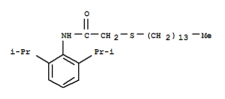 Molecular Structure of 144288-97-1 (Acetamide,N-[2,6-bis(1-methylethyl)phenyl]-2-(tetradecylthio)-)