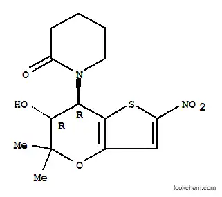 Molecular Structure of 144319-20-0 (2-Piperidinone,1-[(6R,7R)-6,7-dihydro-6-hydroxy-5,5-dimethyl-2-nitro-5H-thieno[3,2-b]pyran-7-yl]-,rel-)
