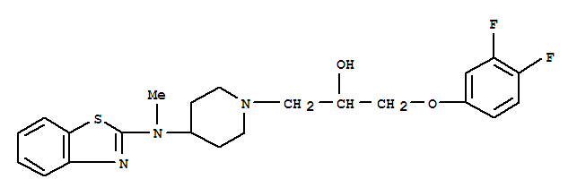 Molecular Structure of 144574-26-5 (1-Piperidineethanol,4-(2-benzothiazolylmethylamino)-a-[(3,4-difluorophenoxy)methyl]-)