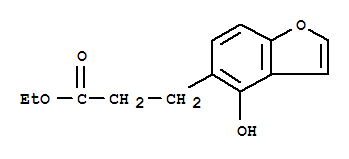 Molecular Structure of 145039-53-8 (5-Benzofuranpropanoicacid, 4-hydroxy-, ethyl ester)