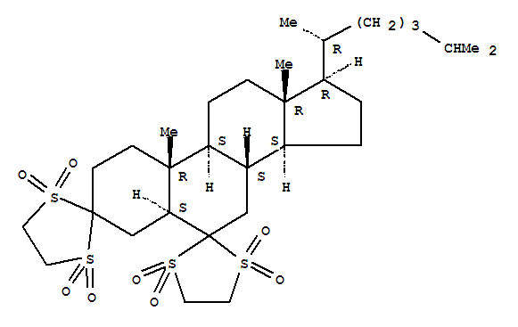 145176-59-6,Cholestane-3,6-dione,cyclic bis(1,2-ethanediyl dithioacetal), S,S,S',S',S'',S'',S'''S'''-octaoxide,(5a)- (9CI),Cholestane-3,6-dione,cyclic bis(1,2-ethanediyl mercaptole), S,S,S',S',S'',S'',S'''S'''-octaoxide, (5a)-;Dispiro[1,3-dithiolane-2,3'-[3H]cyclopenta[a]phenanthrene-6'(2'H),2''-[1,3]dithiolane],cholestane-3,6-dione deriv.