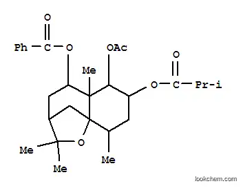 Molecular Structure of 145940-83-6 (Propanoic acid,2-methyl-,(3R,5S,5aR,6R,7S,9R,9aS)-6-(acetyloxy)-5-(benzoyloxy)octahydro-2,2,5a,9-tetramethyl-2H-3,9a-methano-1-benzoxepin-7-ylester (9CI))
