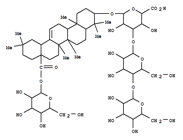 Molecular Structure of 146099-62-9 (b-D-Glucopyranosiduronic acid, (3b)-28-(b-D-glucopyranosyloxy)-28-oxoolean-12-en-3-yl O-b-D-galactopyranosyl-(1®4)-O-b-D-galactopyranosyl-(1®3)- (9CI))