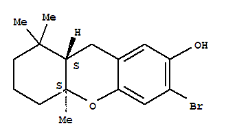 Molecular Structure of 146428-60-6 (1H-Xanthen-7-ol,6-bromo-2,3,4,4a,9,9a-hexahydro-1,1,4a-trimethyl-, (4aS,9aS)-)